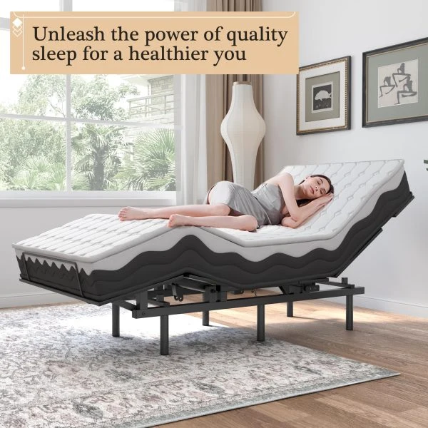 Adjustable Bed Frame -Wireless Remote -Memory Function -Adjustable Bed Base -Head and Foot Lift Incline -Zero Gravity -Quiet Motorfor Lying…