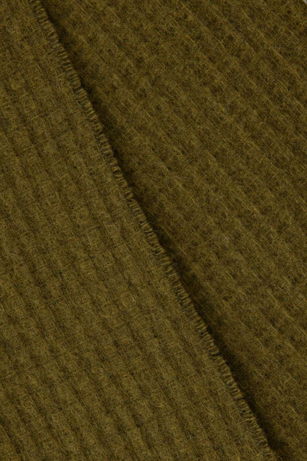 Donkergroene wollen wafelstructuur sjaal