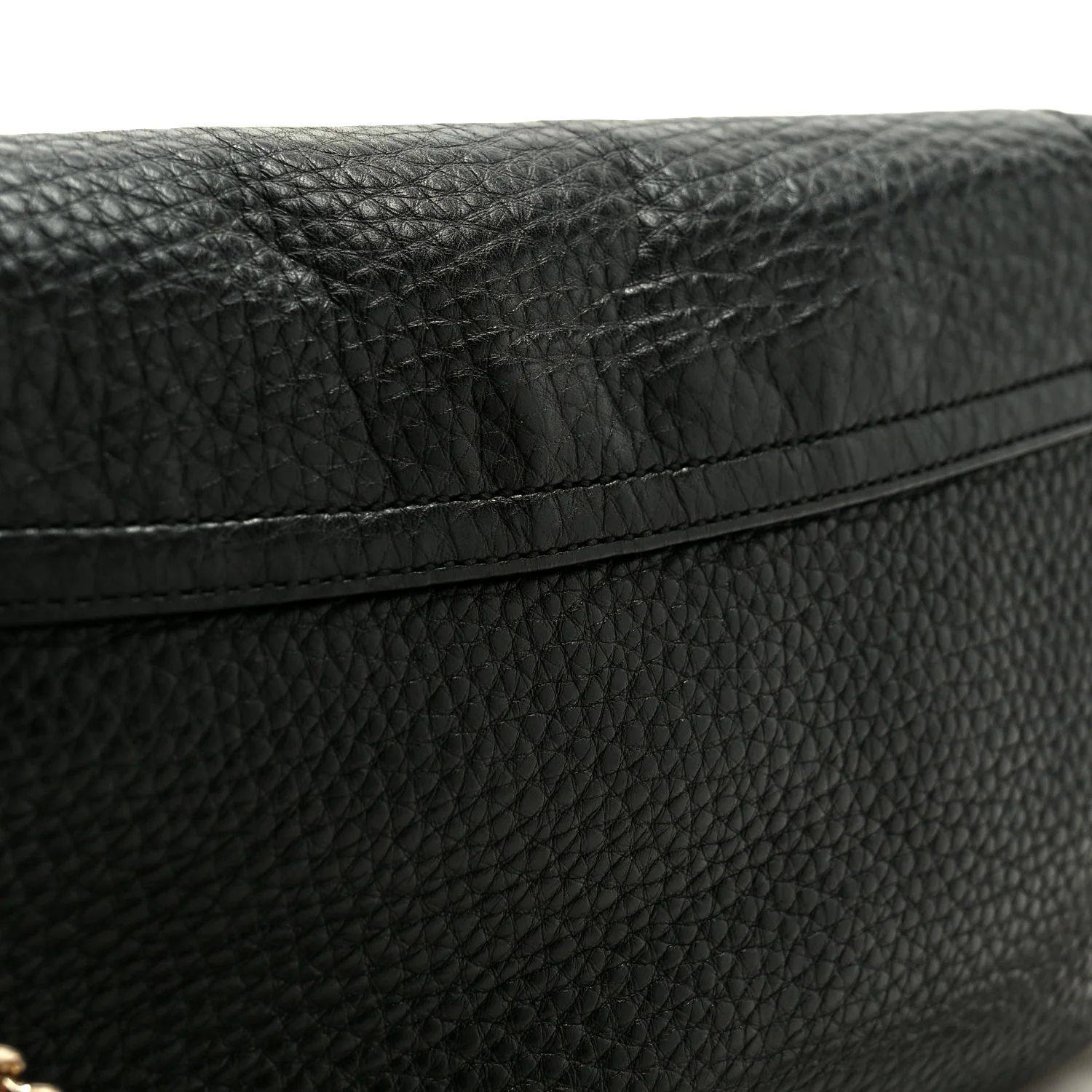 Pebbled Calfskin Medium Soho Flap Crossbody Black