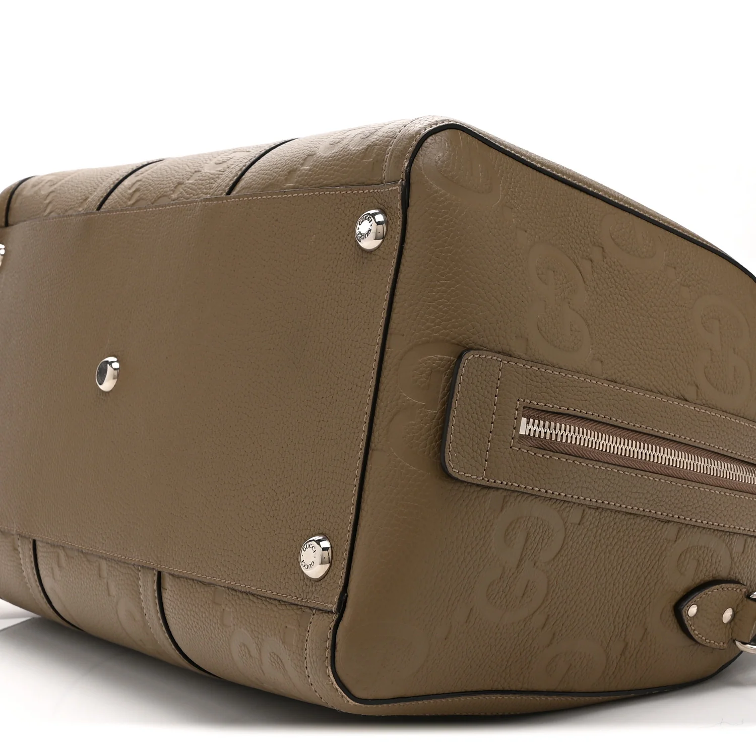 Piuma Calfskin Jumbo GG Embossed Large Duffle Bag Good Taupe