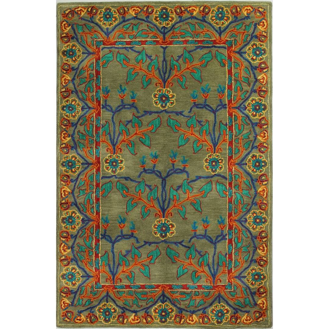 Maribel Hand-Tufted Wool Taupe/Rust/Teal Area Rug Birch Lane Rug Size: Rectangle 3'9
