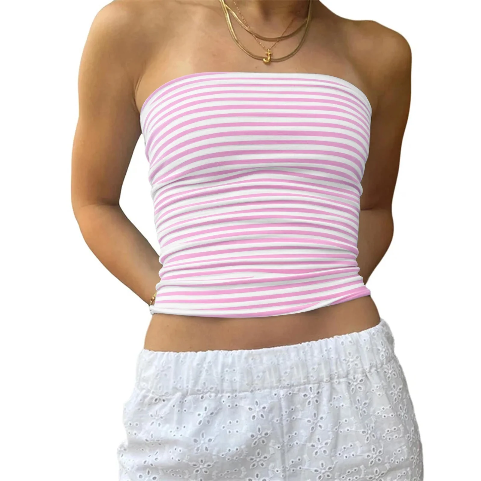 Haut bustier fin rayé pour femmes