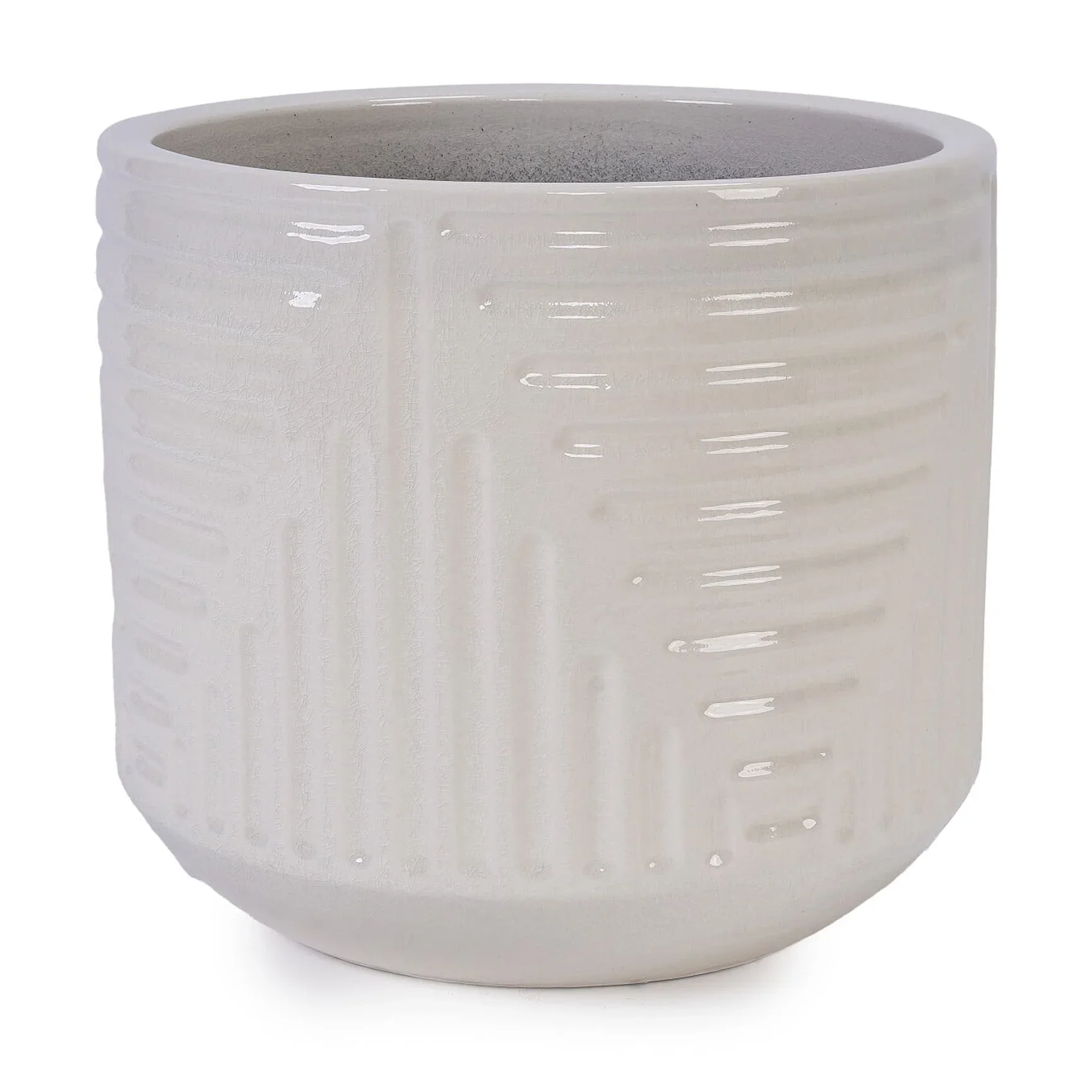 Modern Ceramic Flowerpot with Drainage Hole - Frost/Heat Resistant All-Weather Planter for Patio, Garden & Windowsill - White Glossy Finish, Ready-to-Use