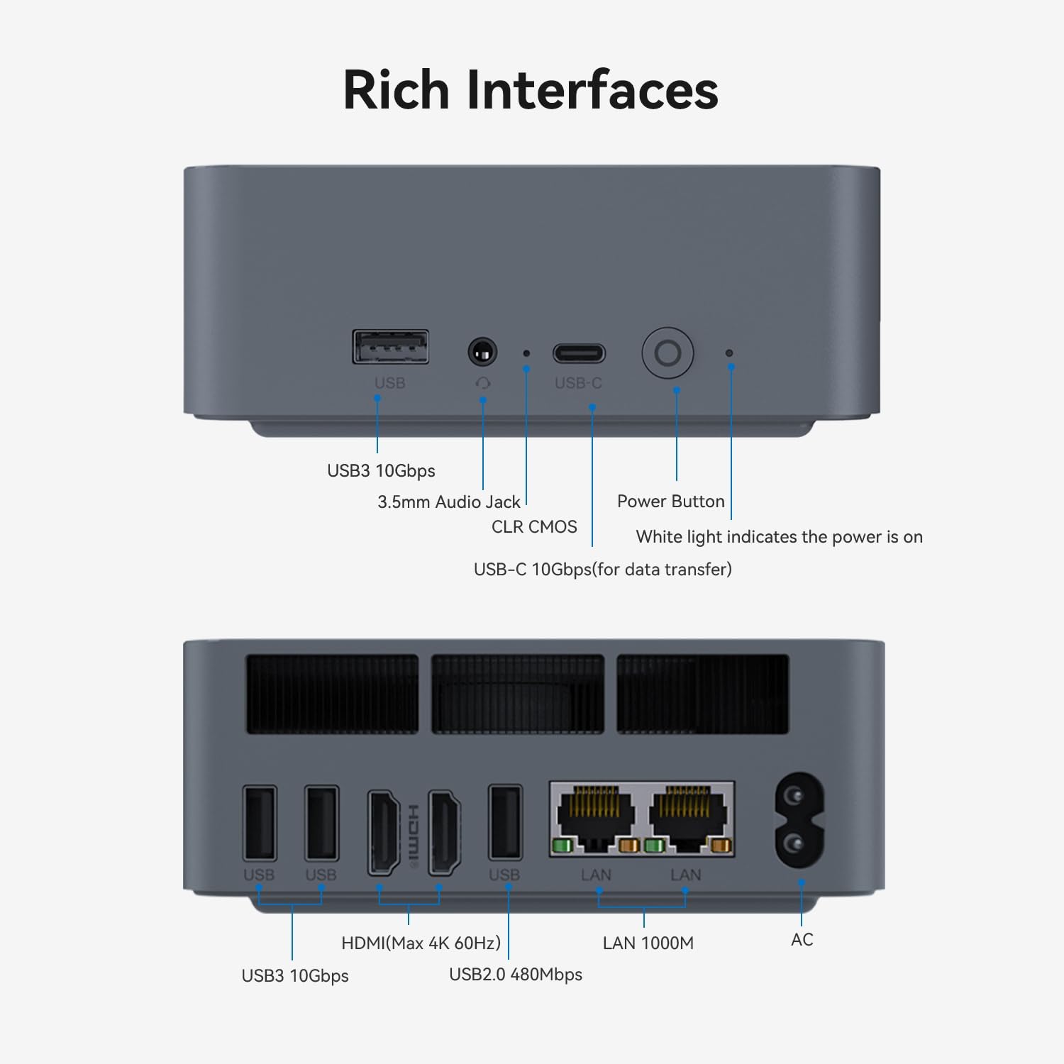 Beelink Mini PC  EQi12 Mini Computers Intel i5-1235U(Up to 4.4GHz) 10C/12T  Micro PC 16GB DDR4 RAM 500GB M.2 NVMe SSD  Desktop Computer 4K@60Hz/HDMI&DP/WiFi6/BT5.2/Gigabit Ethernet/HTPC/W-11 Pro