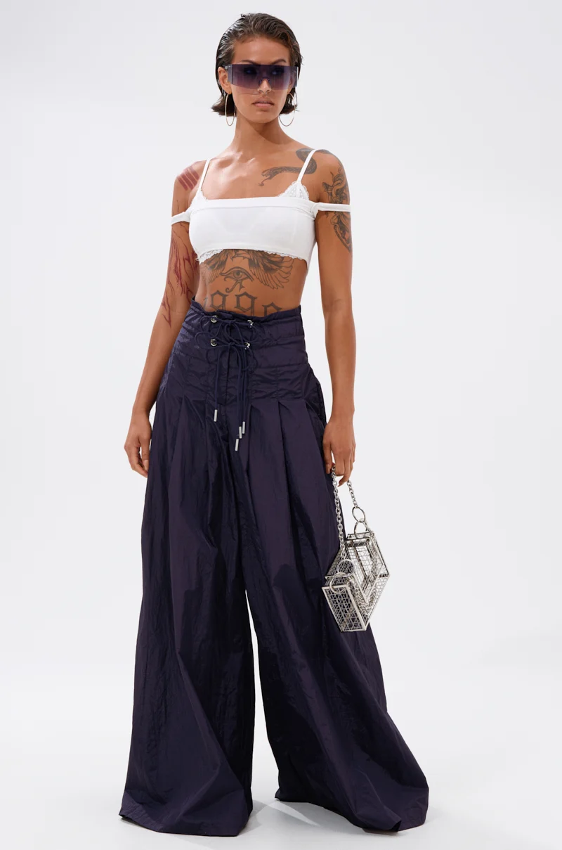DANCE THE NIGHT AWAY PALAZZO PANT IN NAVY - Akira Store