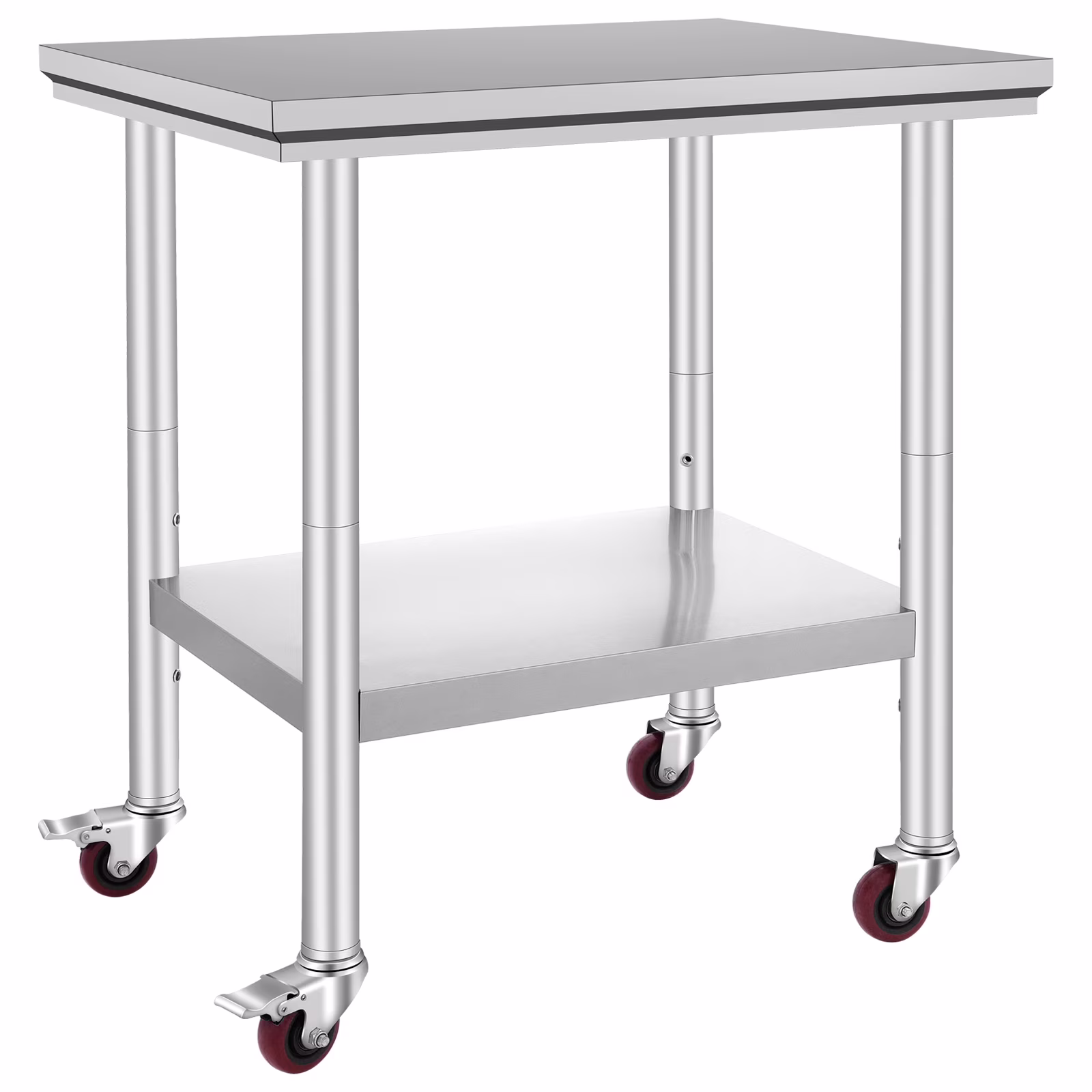 KFFKFF Stainless Steel Work Table with Wheels 24 x 30 Prep Table with Casters Heavy Duty Work Table for Commercial Kitchen Restaurant Business (24 x 30 x 32 in)
