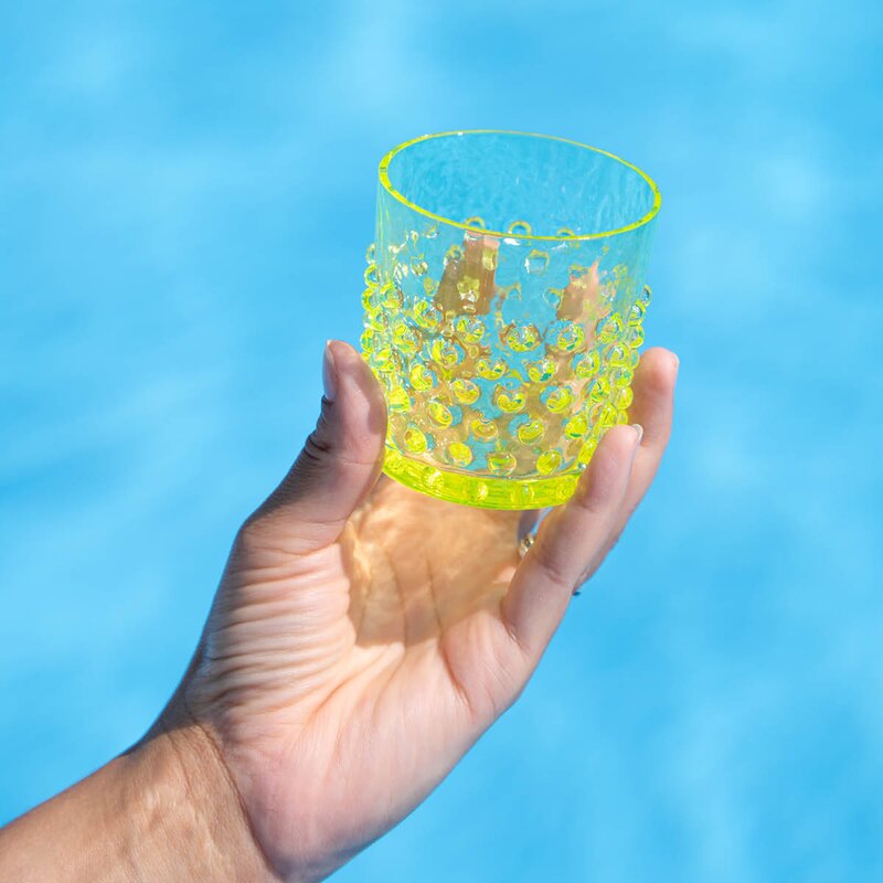Hobnail vannglass 15 cl neon citrine