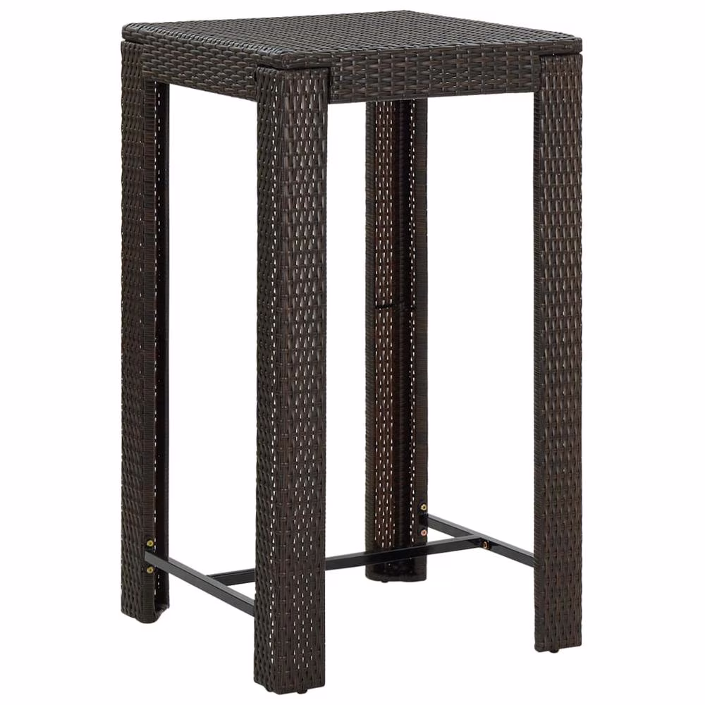vidaXL Garden Bar Table Brown 23.8x23.8x43.5 Poly Rattan, 45870