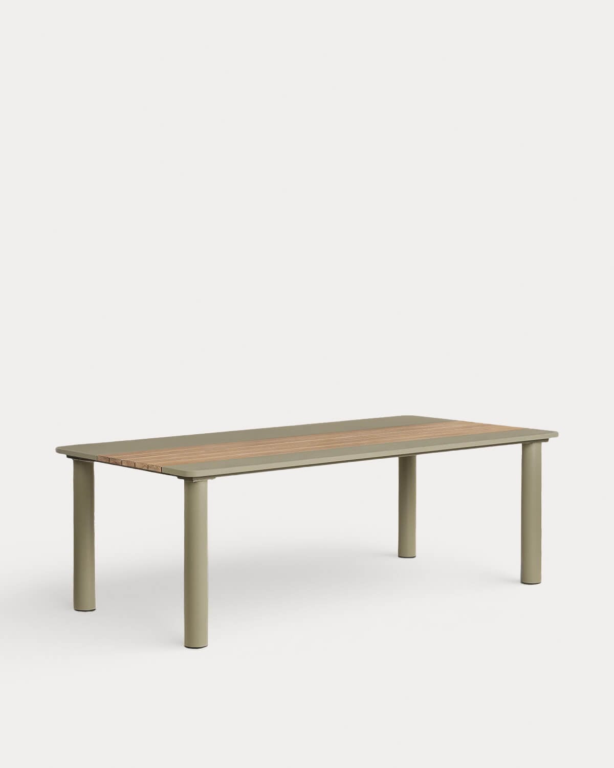 Lirae - Mesa de Exterior Rectangular de Metal y Madera de Teca (220x110 cm) Lirae
