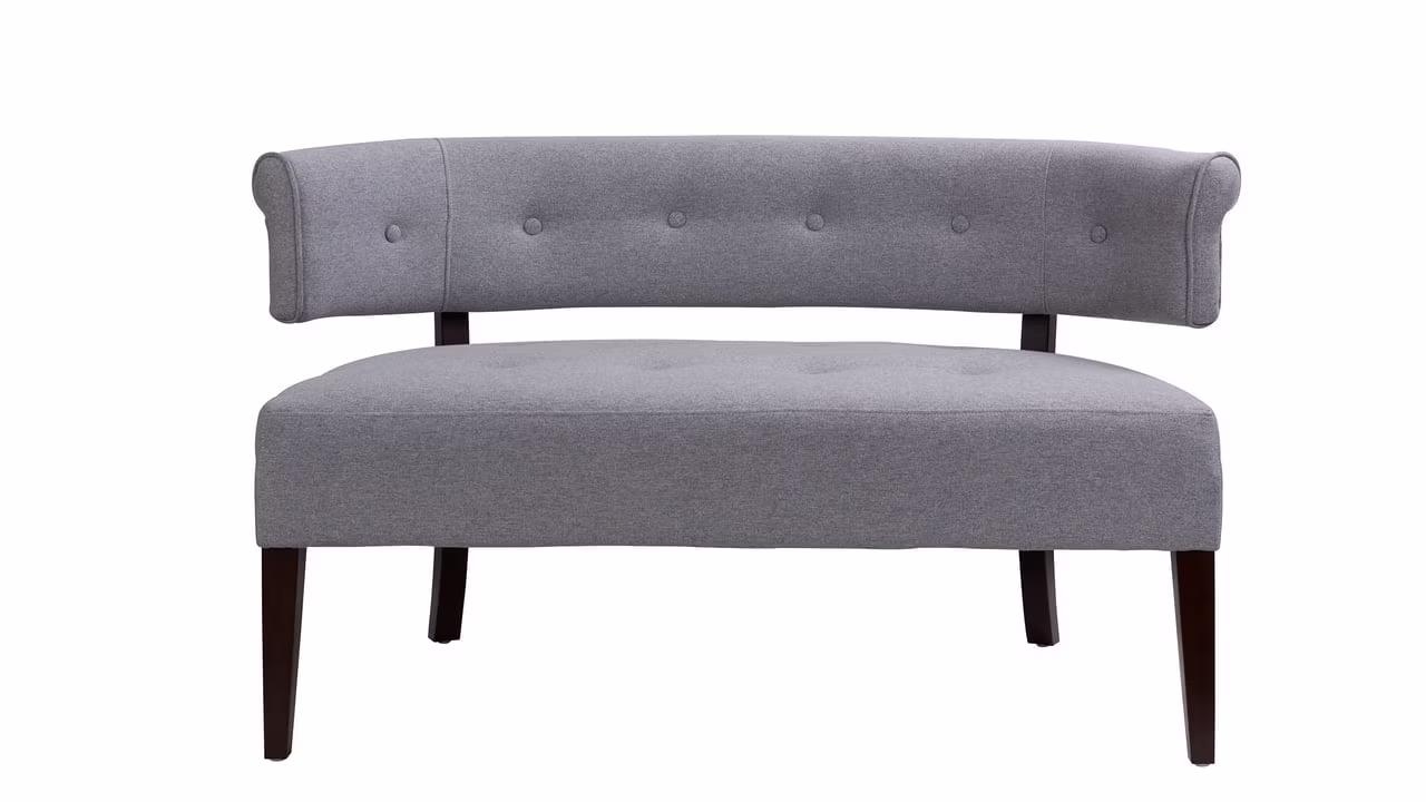 Jared Roll Arm Tufted Polyester Fabric Bench, Sky Neutral Beige(Cream) - Image 3