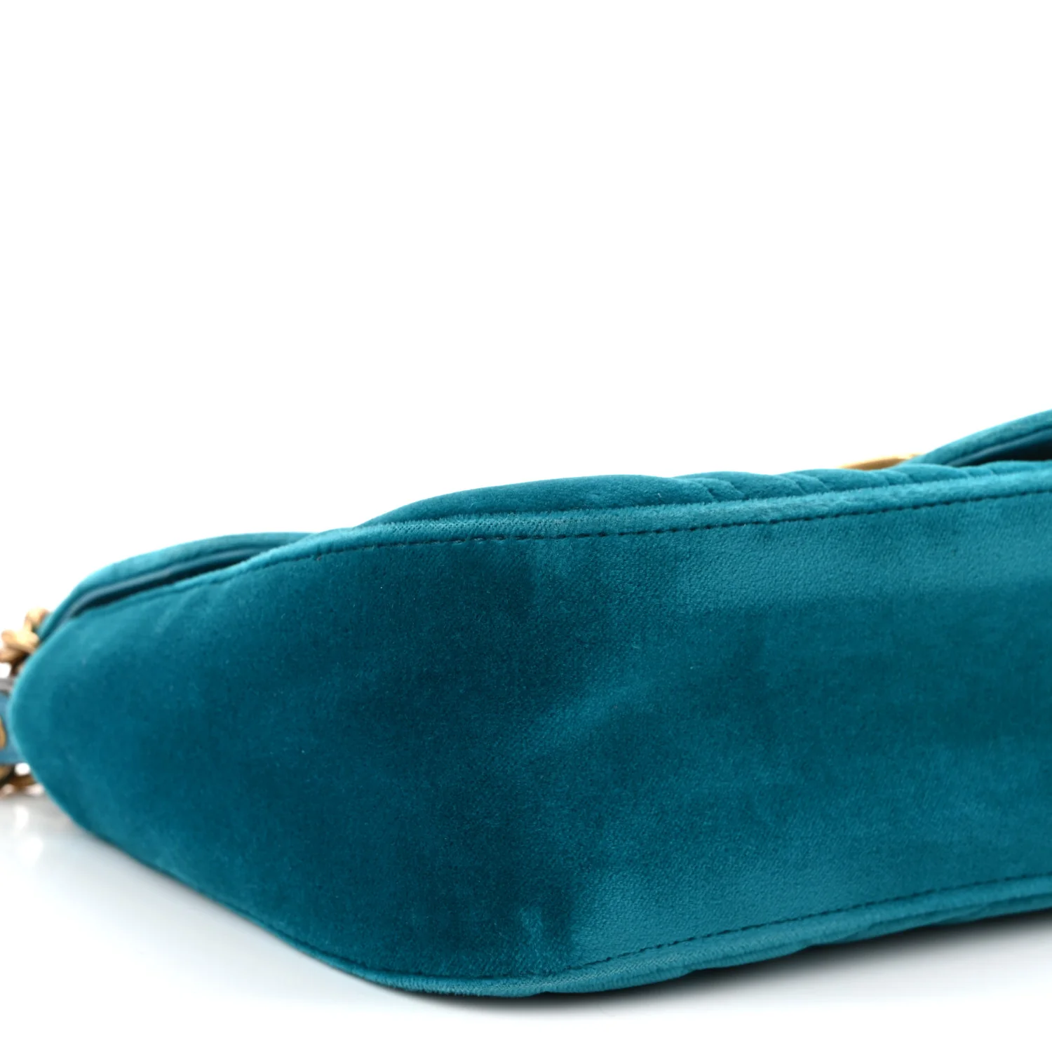 Velvet Matelasse Small GG Marmont Shoulder Bag Pavone Cyan