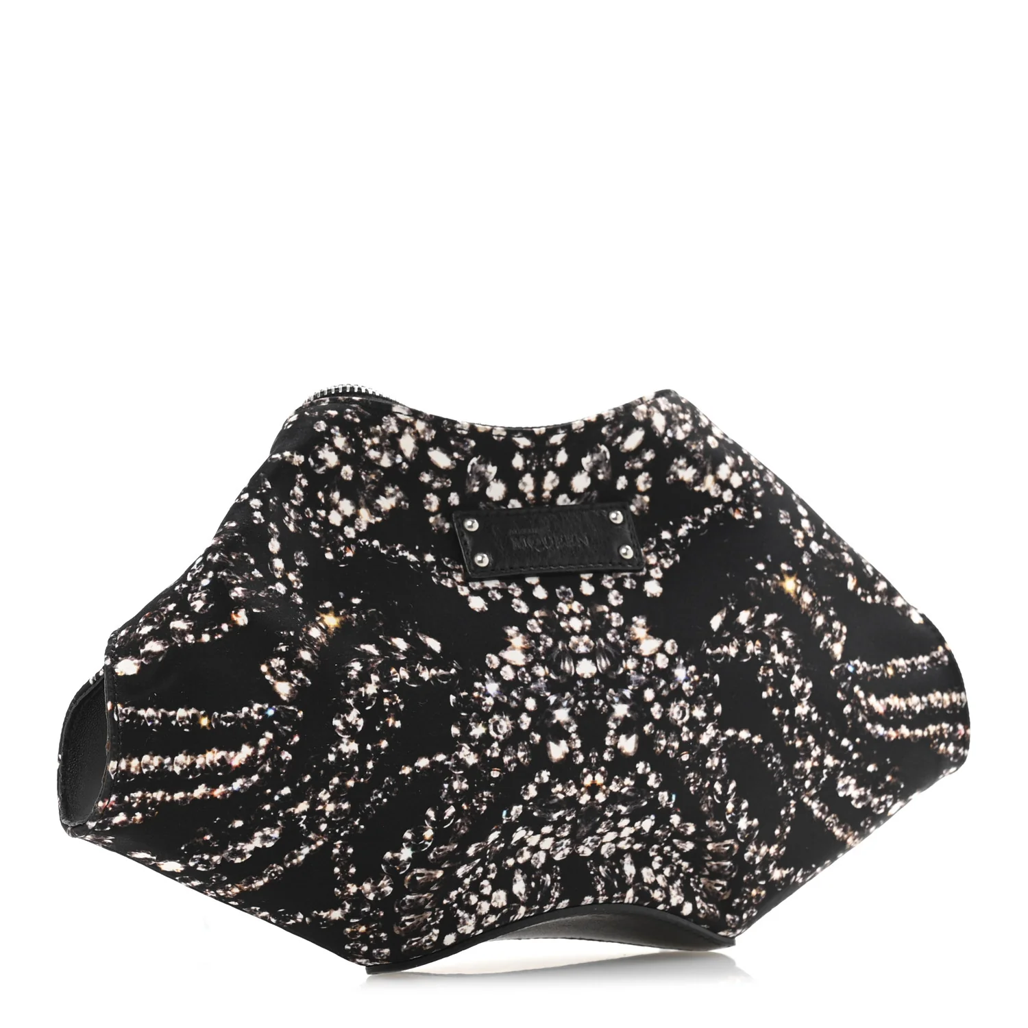 Silk Dandelion Print De Manta Clutch Black