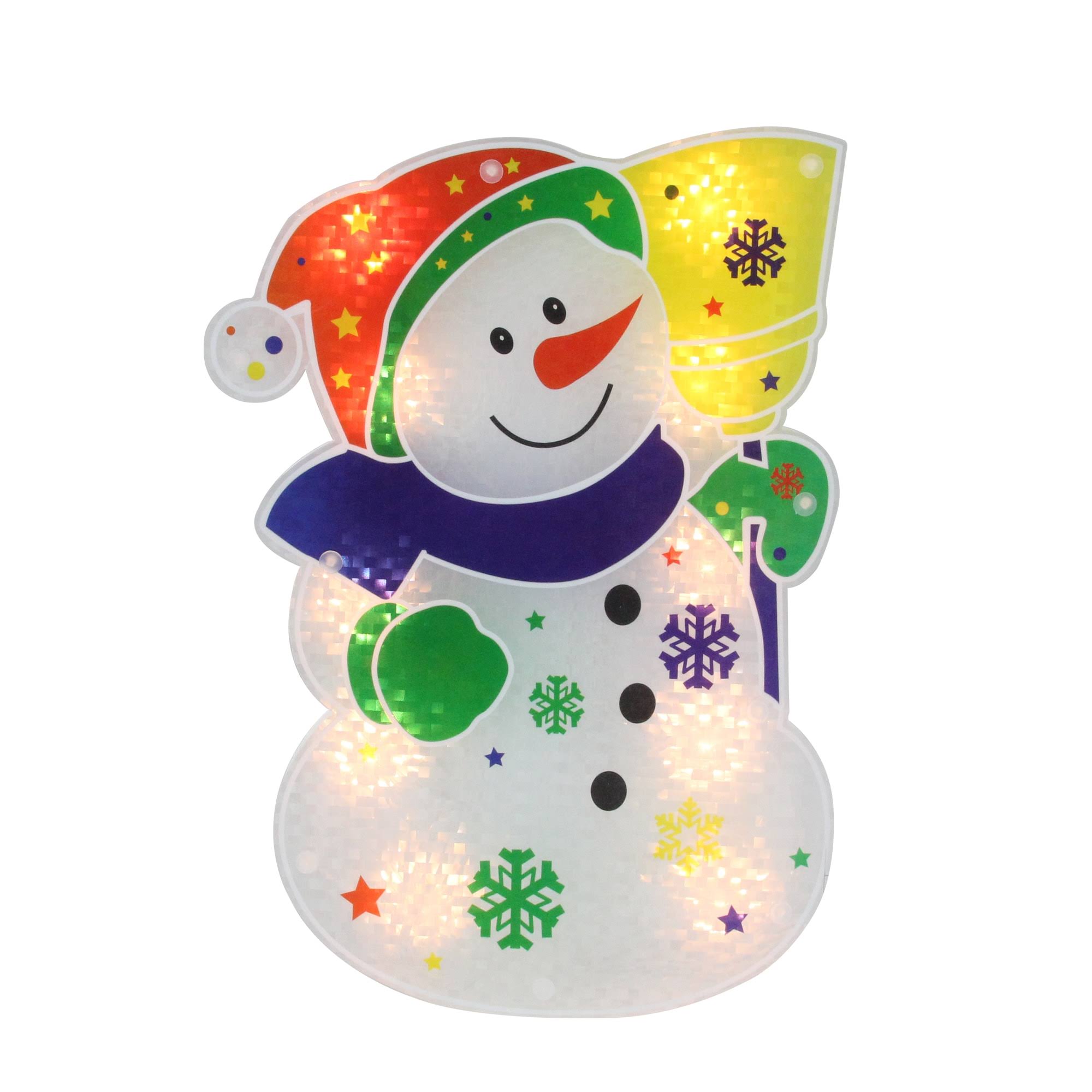 Northlight 12.5 in. Holographic Lighted Snowman Window Silhouette