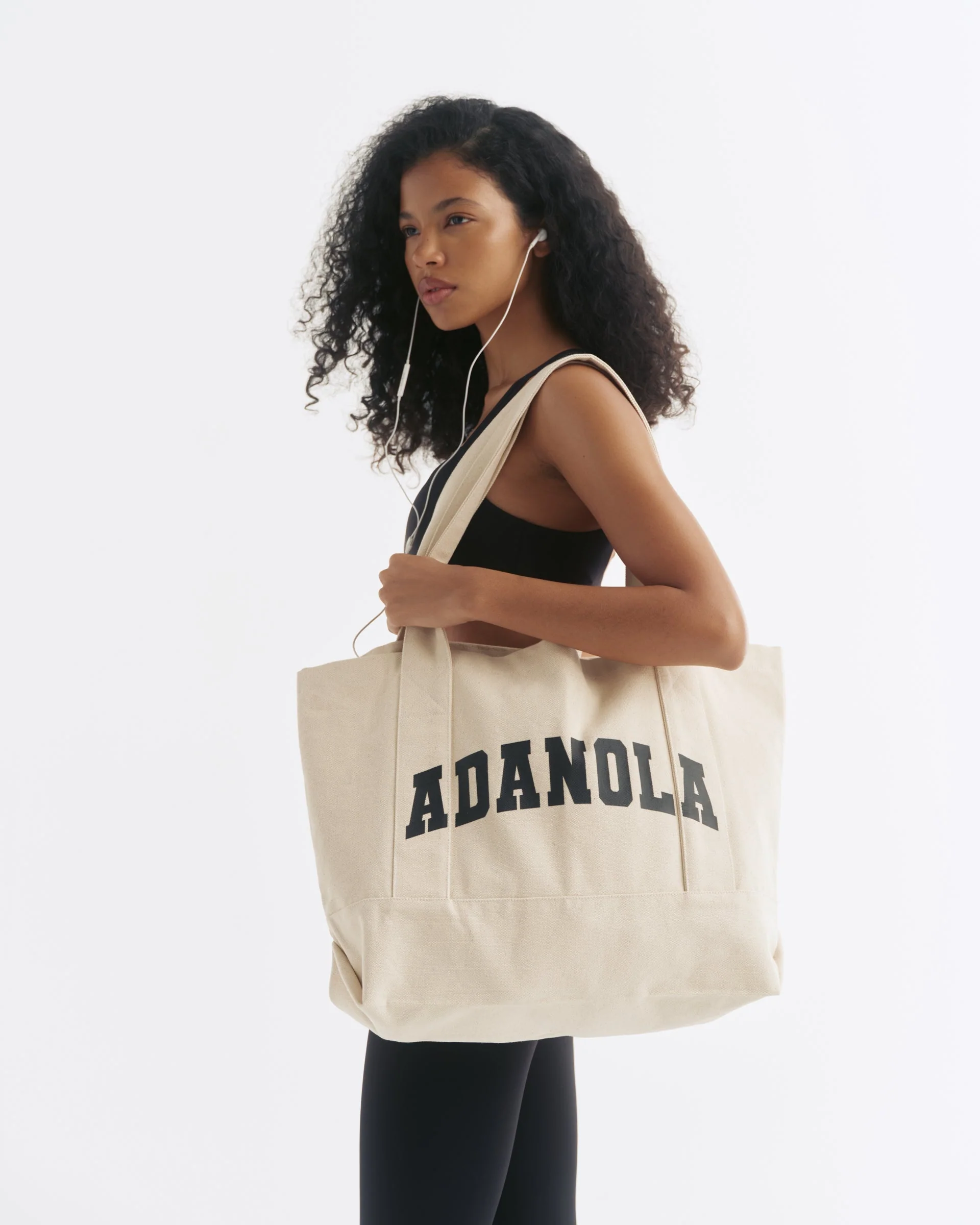 Varsity Tote Bag - Cream/Black