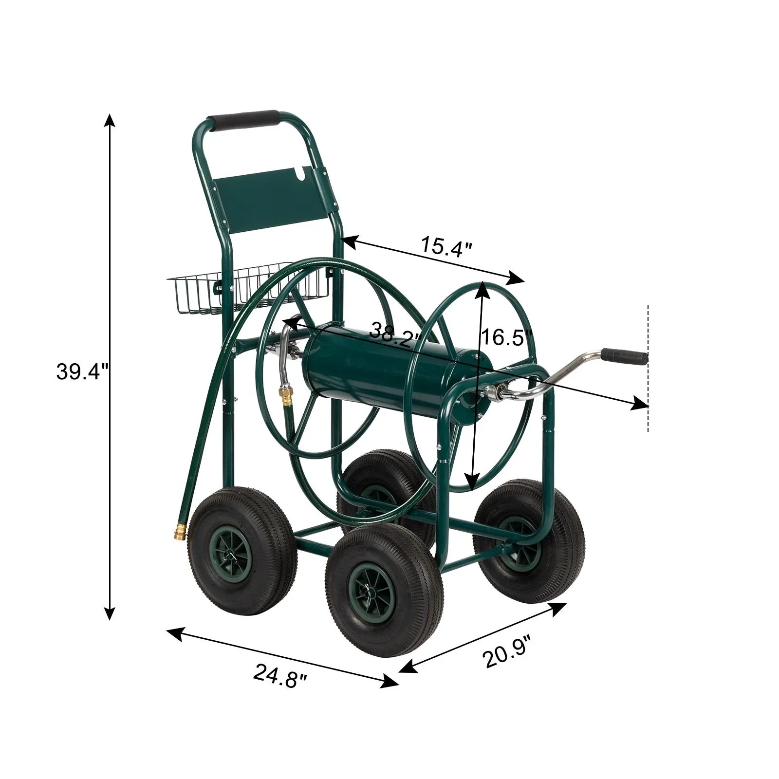 Ktaxon Garden hose cart Iron Four-Wheel Pipe Truck Dark Green