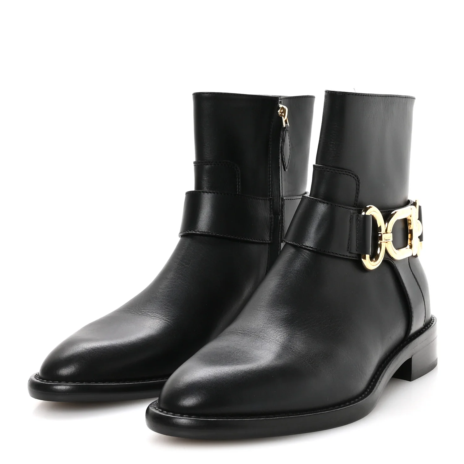 Calfskin Westside Flat Ankle Boots 39 Black