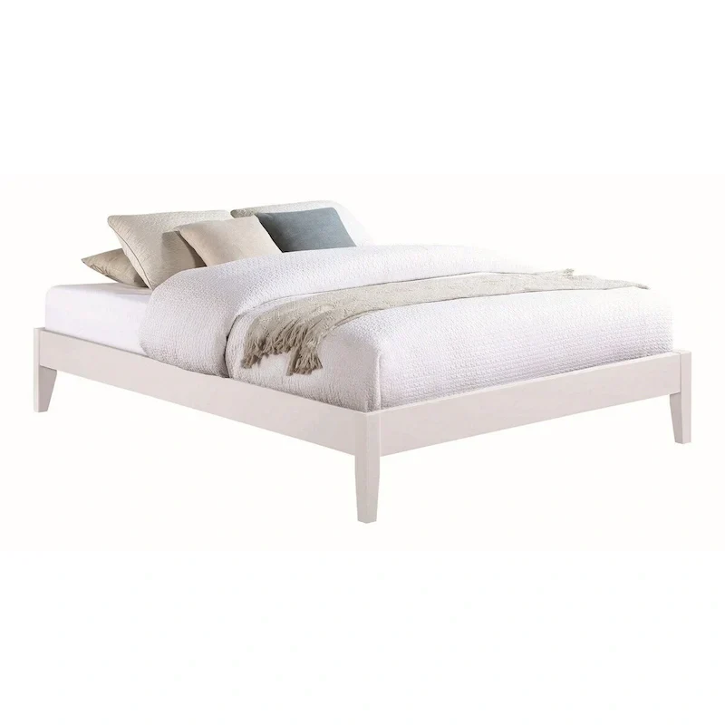 Cavi Contemporary Low Profile Full Size Bed with Panel Sides and Slats - White