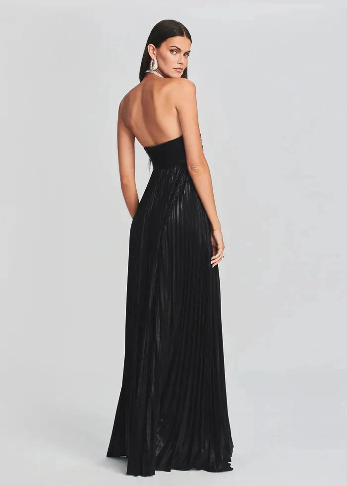 Robe de soirée chic argentée sans bretelles
