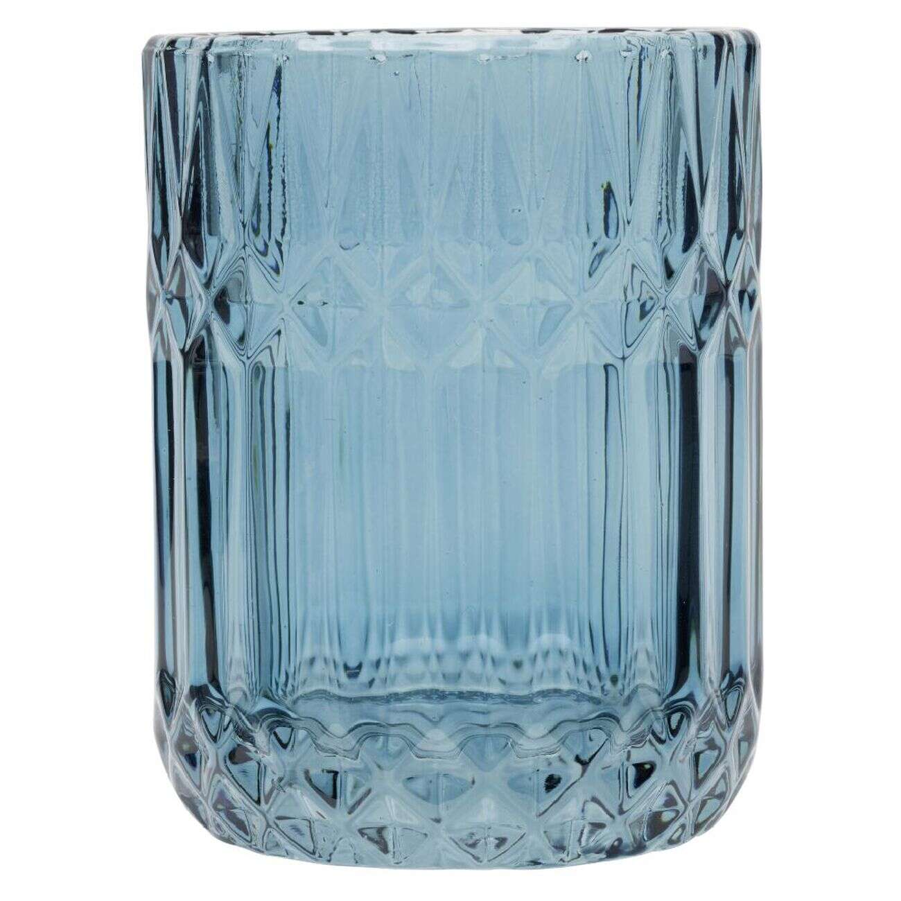 Gobelet en verre effet cristallin bleu Ø8xH10,5cm