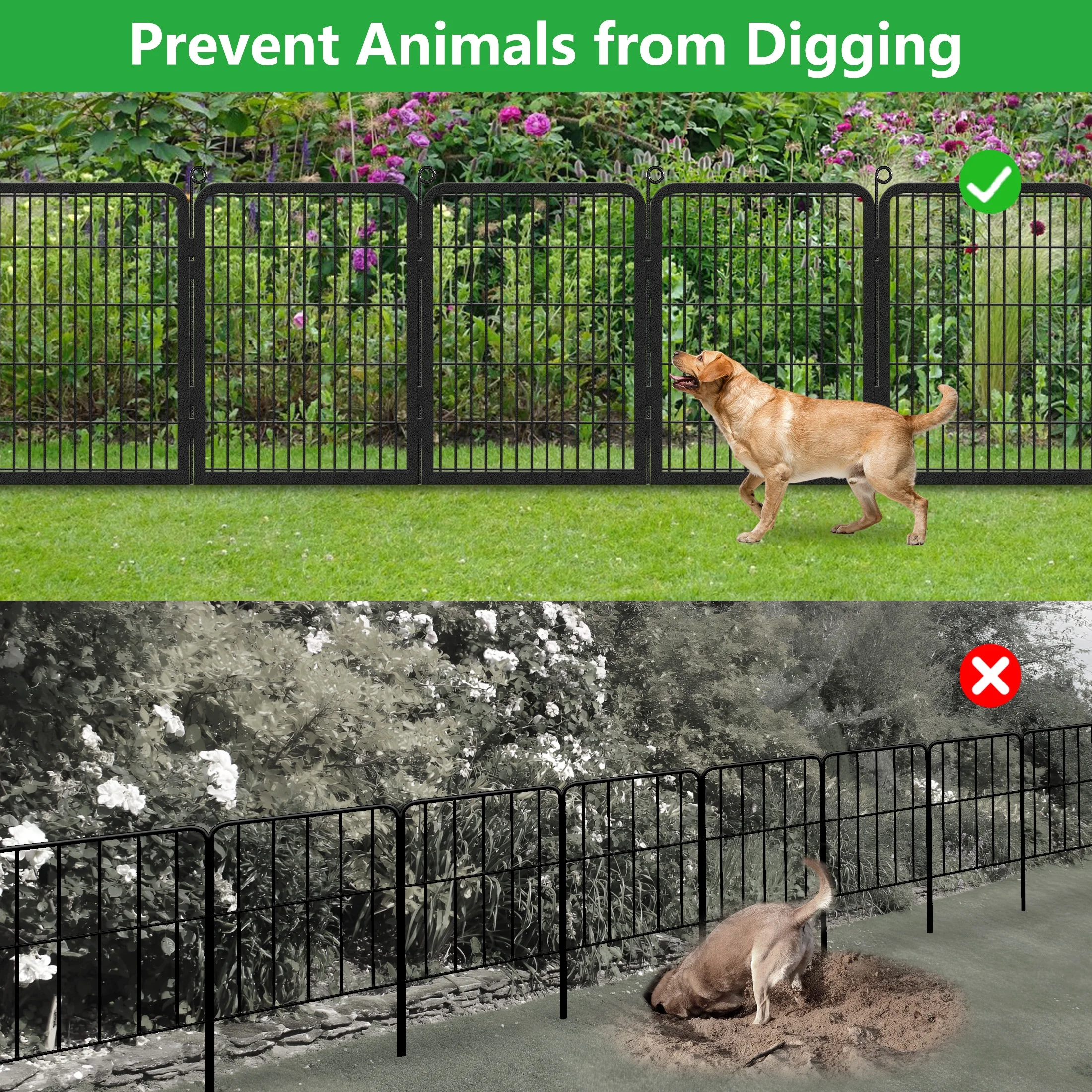 Garden Fence with Gate Fencing No Dig Fence Panels 30ft(L)��32in(H) for Yard Animal Barrier Decorative Garden Fencing for Backyard Patio Garden Fences and Borders for Dogs(14/32 in) - Image 6