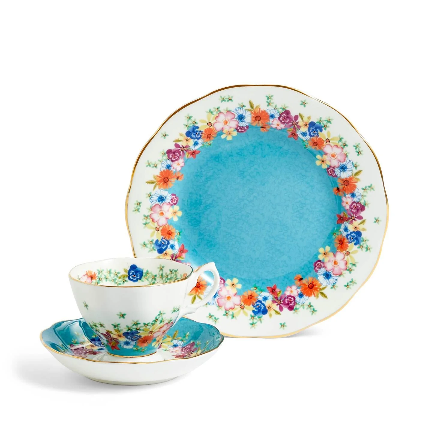 100 Years Teacup Saucer Plate, 3 Piece Set, Florence 1940