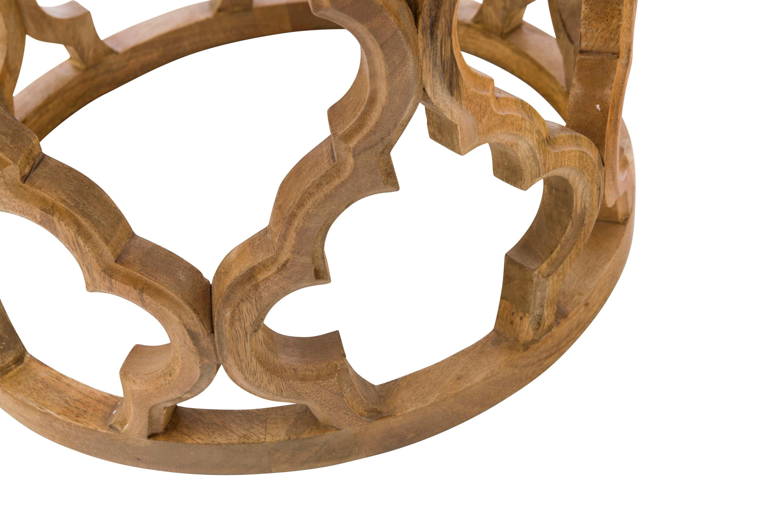 Eco Sole Peony Flower Carved Round Side Table Large 45.7x48.2cm