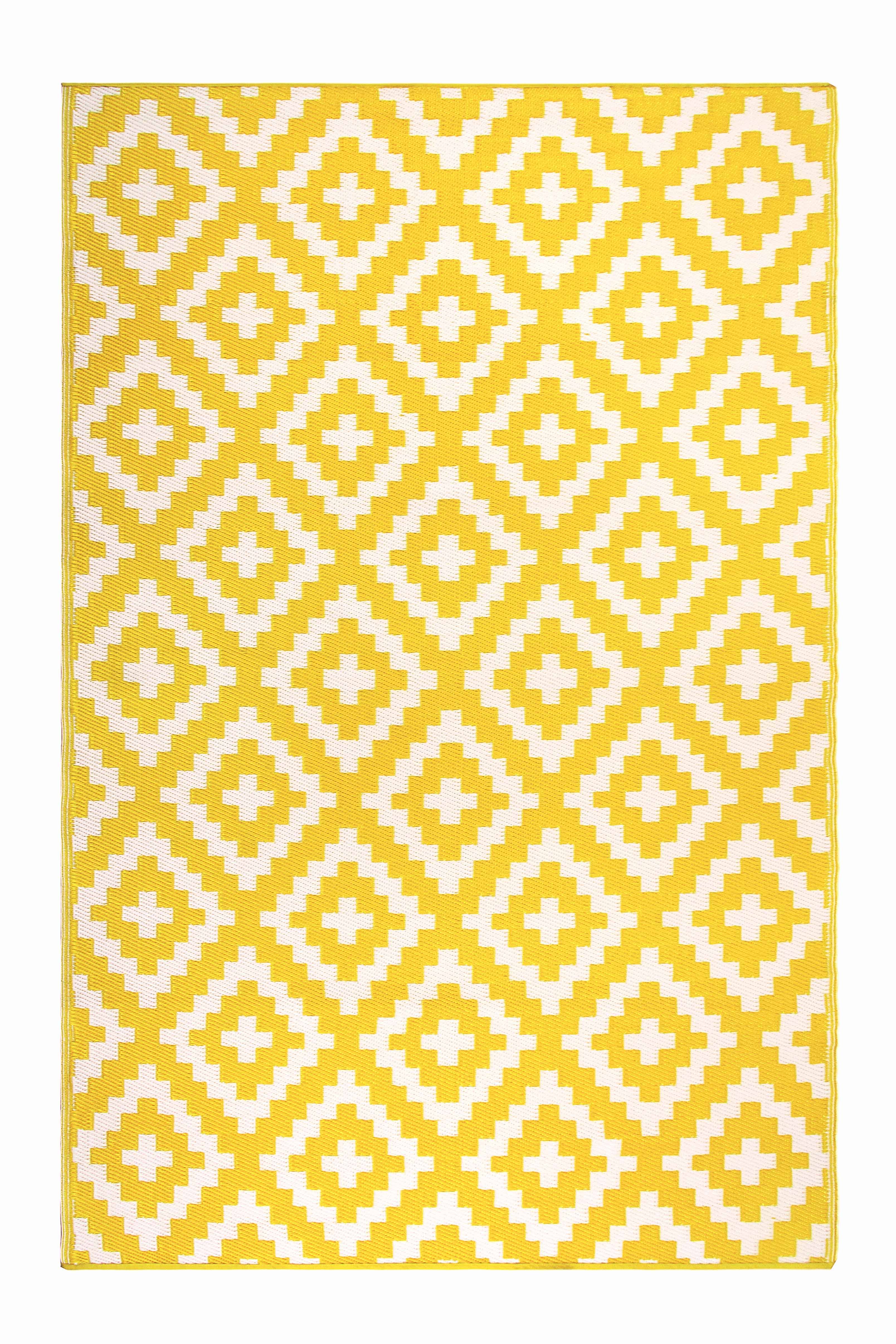 FH Home Outdoor Rug - Waterproof, Fade Resistant, Reversible - Premium Recycled Plastic - Geometric - Porch, Deck, Balcony, Mudr