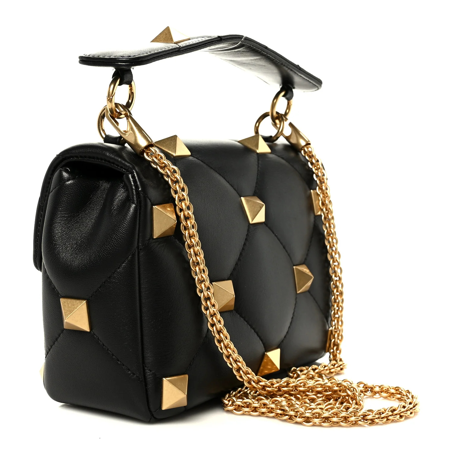 Nappa Medium Roman Stud Shoulder Bag Black