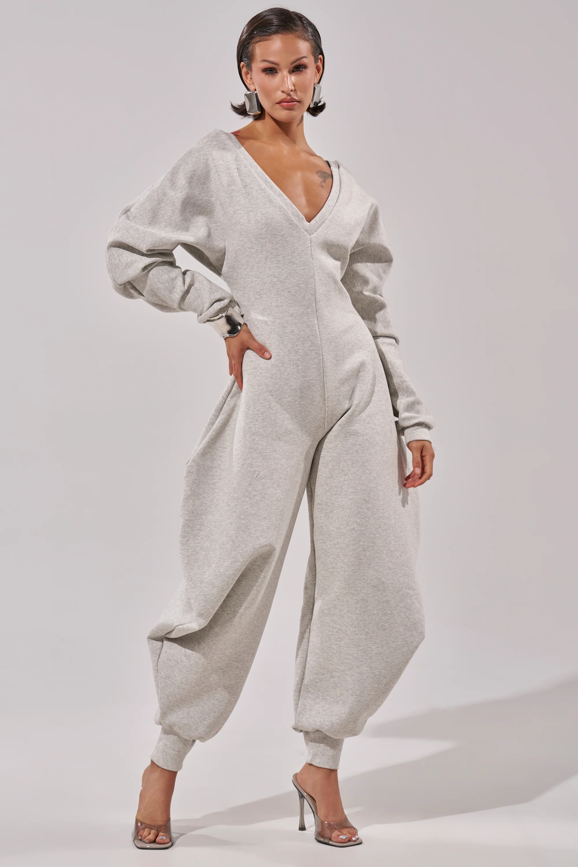 COMFY COZY JUMPSUIT IN HEATHER GREY - Akira Store