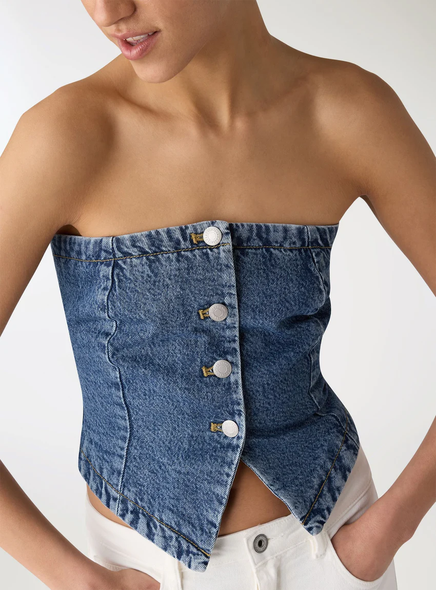 Terranova Top fascia in denim con bottoni