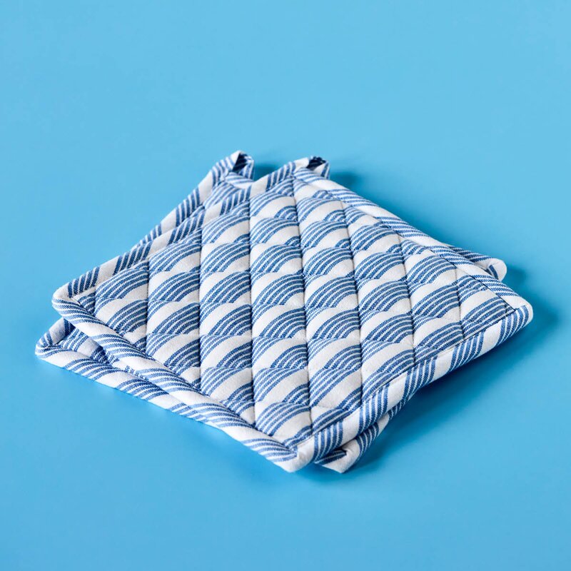 Chef gryteklut 22,5x22,5 cm 2 stk blå/hvit