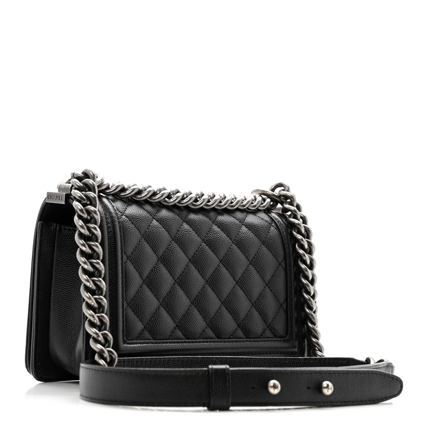 Caviar Quilted Small Boy Flap Black