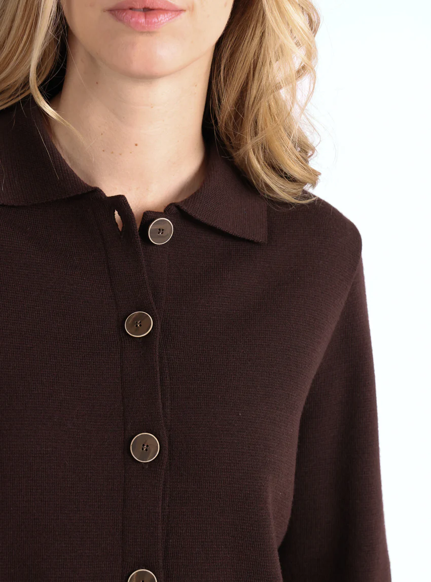 Veste femme en laine merinos marron