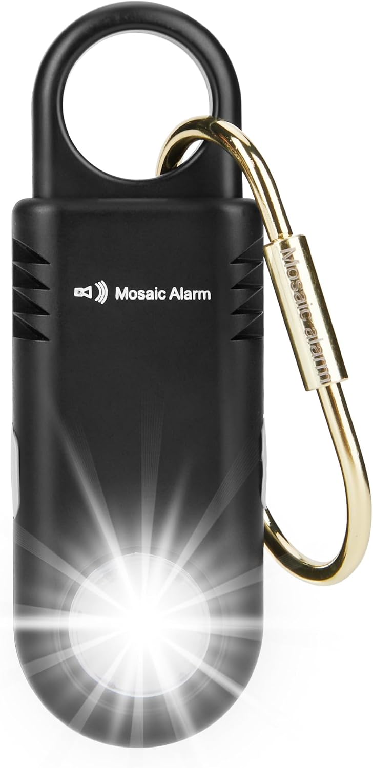 135dB Rechargeable Personal Safety Alarm Built-in Ultra-Bright Flashlight Non Slip Grip Keychain Emergency SOS Siren for Women, Students, Night Runner. Loud Sound Hiking Bear Alerts Hook. Rose Gold