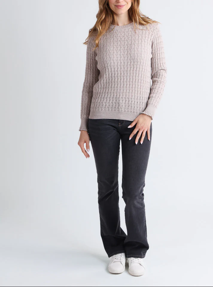 Pull femme maille fantaisie en laine beige