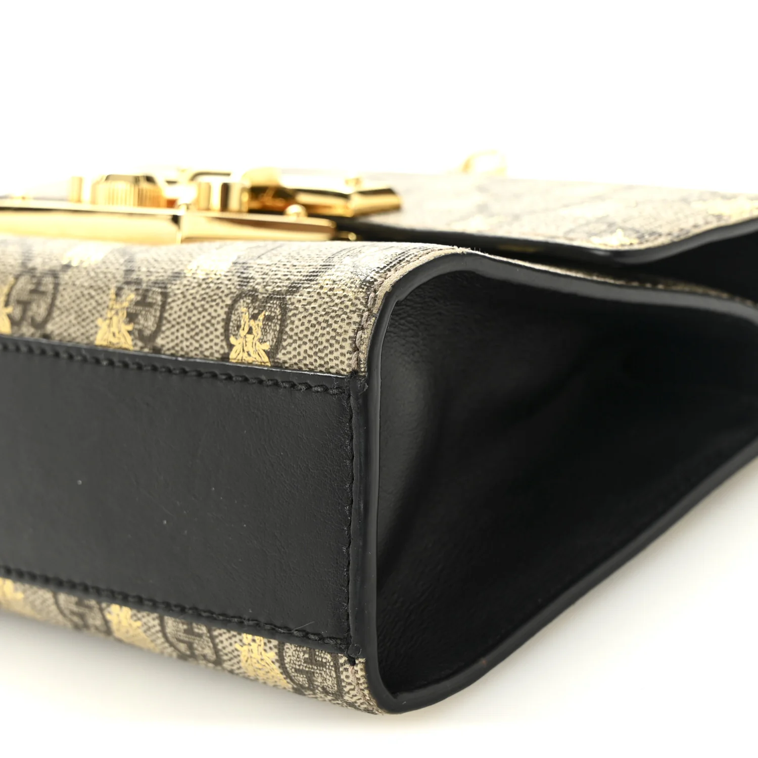 GG Supreme Monogram Bees Small Padlock Shoulder Bag Black