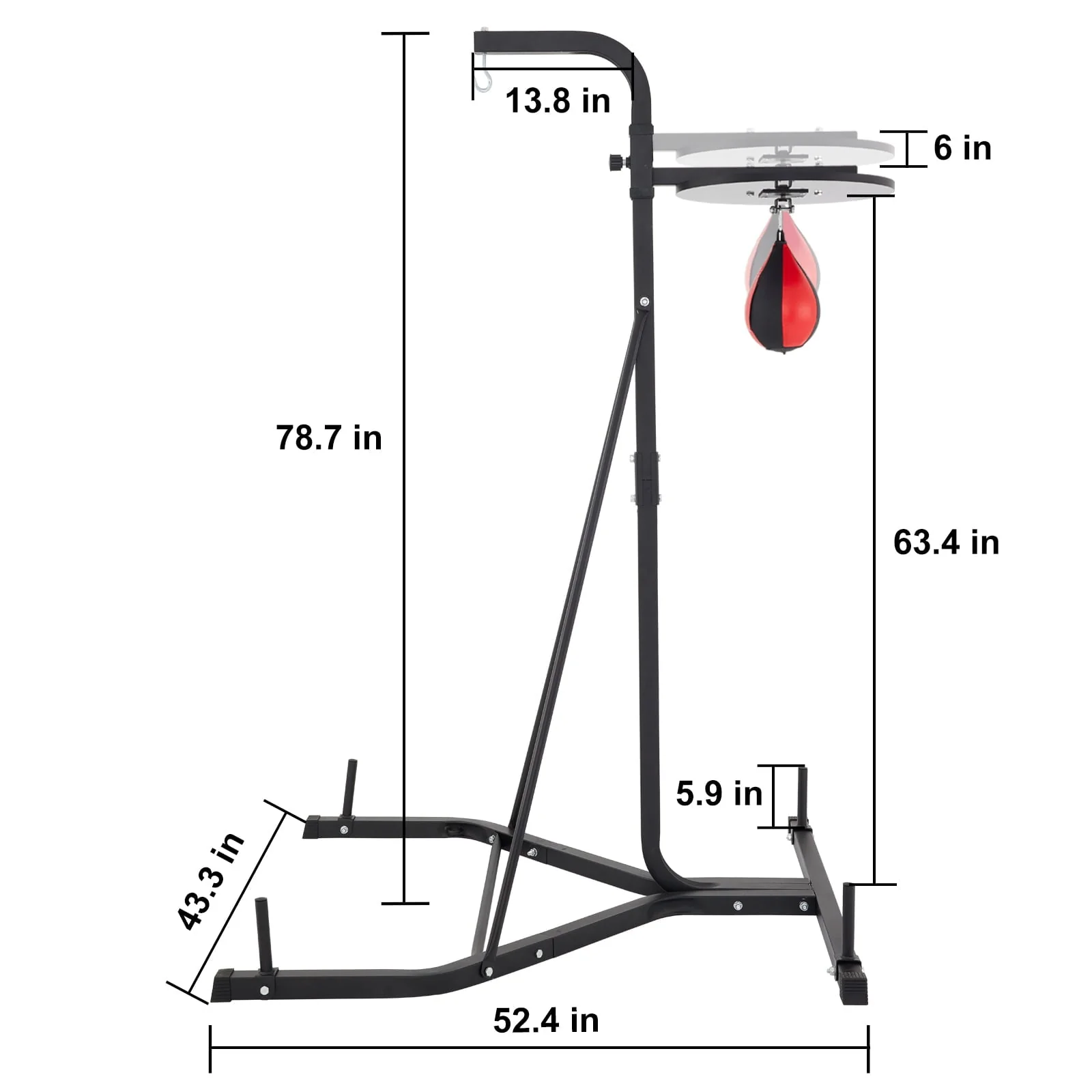 VEVORbrand Free Standing Punching Bag Stand, Unisex Boxing Set, Foldable Single Station Heavy Bag Stand, Punching Ball, Boxing Punching Speed Ball, Boxing Bag with Boxing Rack, for Training Image 8
