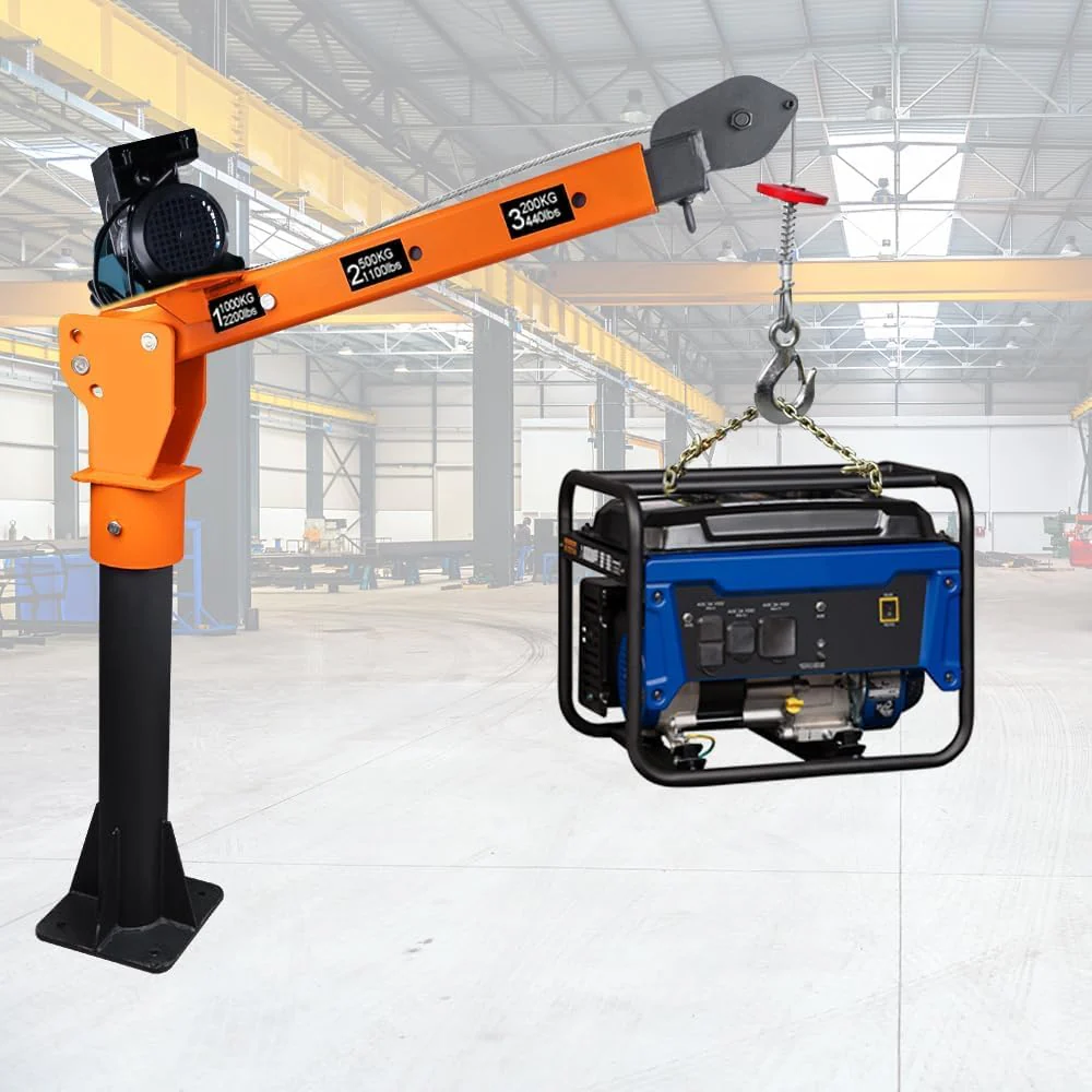 Grue de levage domestique pliable et démontable de 500 kg avec treuil électrique (110 V) – Force de traction de 400 kg, grues à flèche pour usines, entrepôts et chantiers de construction