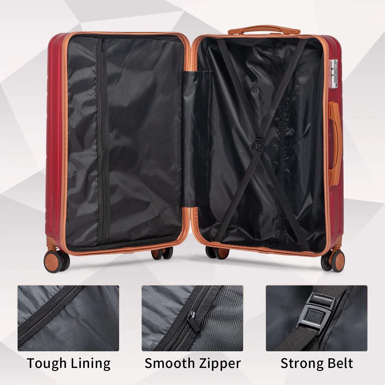 Zimtown Luggage 3 Piece Set Suitcase ABS Hardside Lightweight with TSA Lock Spinner Wheels, Beige