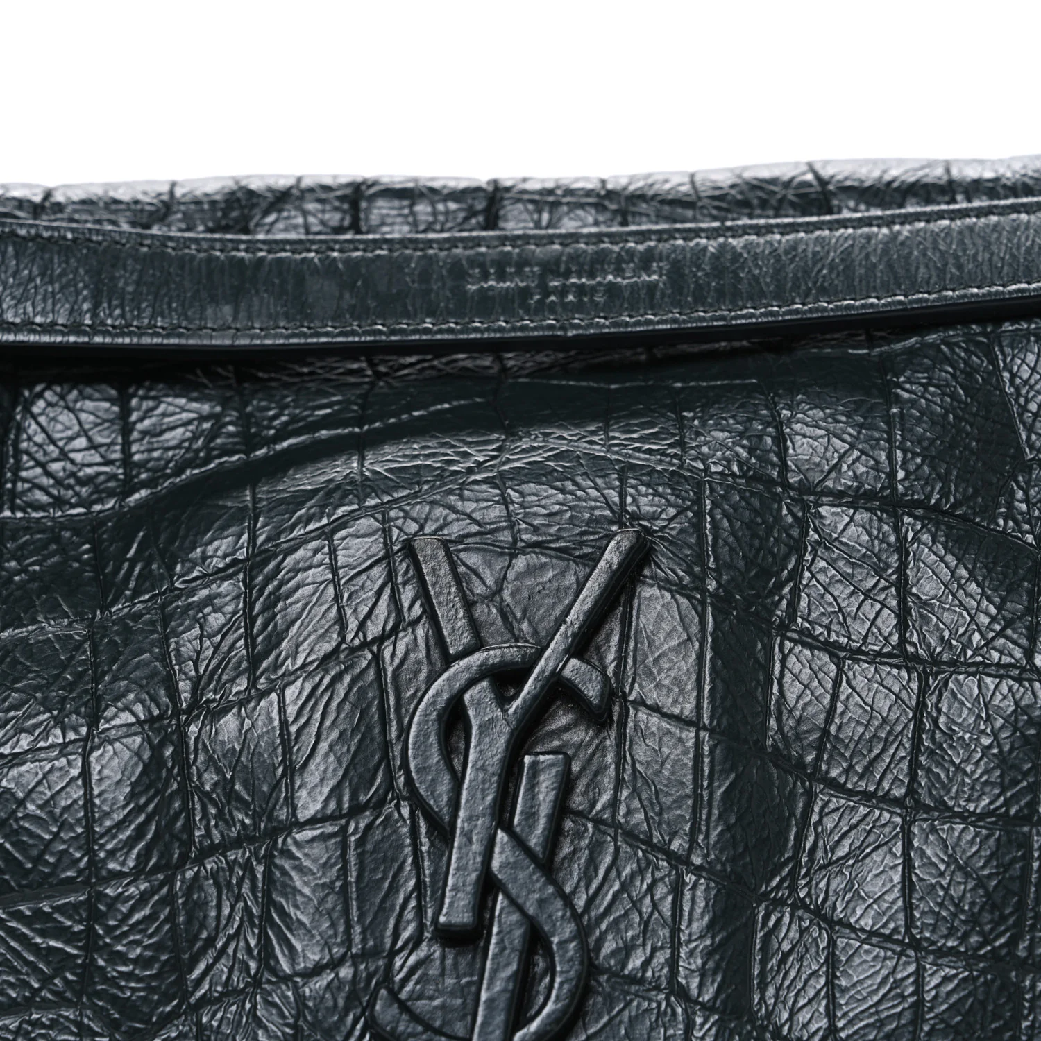 Crocodile Embossed Calfskin Monogram Medium Niki Chain Satchel Algea