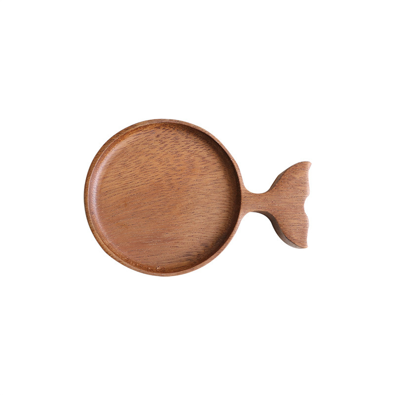 Acacia Wooden Fish Shape Snack Dessert Plate Acacia Wood Coaster