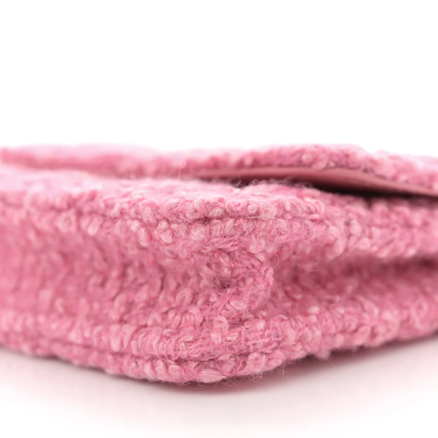 Tweed Quilted Flap Chain Waist Bag Pink