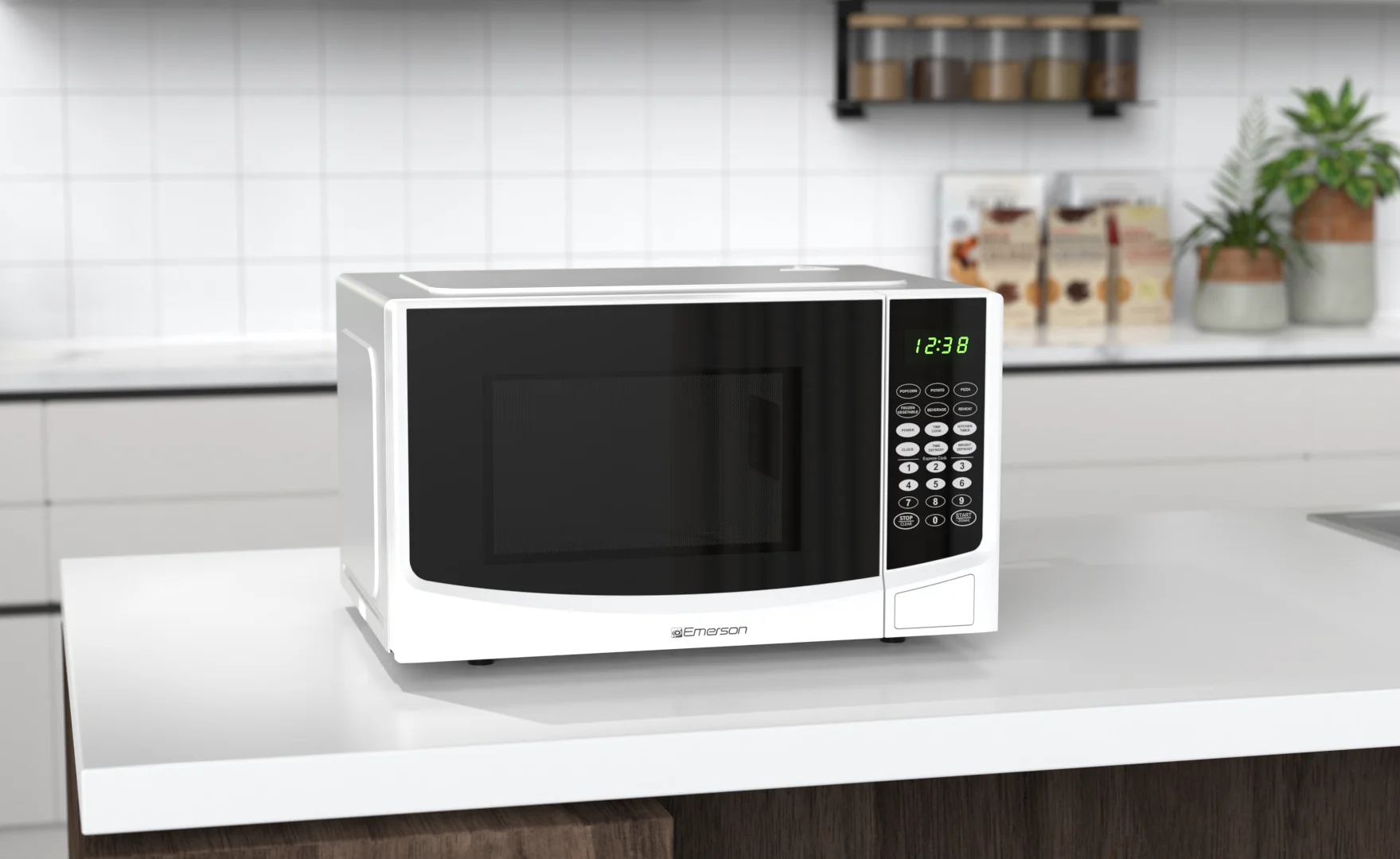 Emerson 0.9 Cu. Ft. 900 Watt, White Microwave Oven with Touch Control, MW9255W