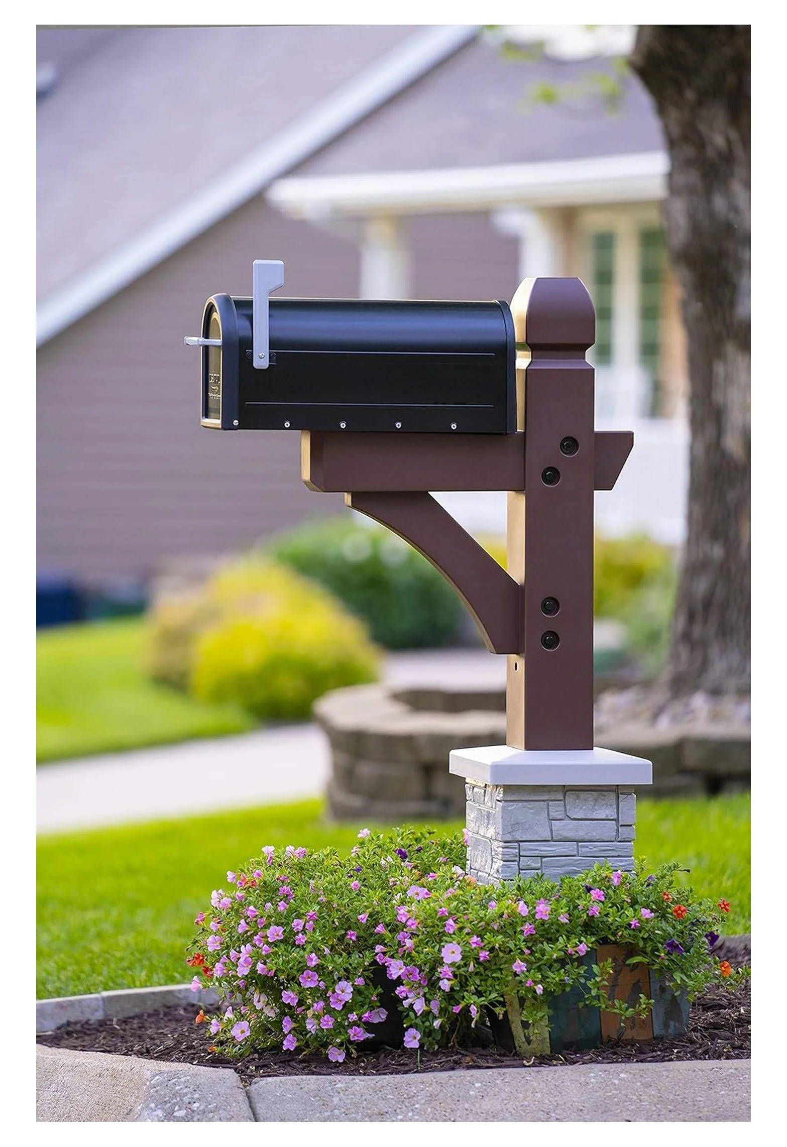 Premium Mailbox Post Set Cross - Arm Classic Coffee