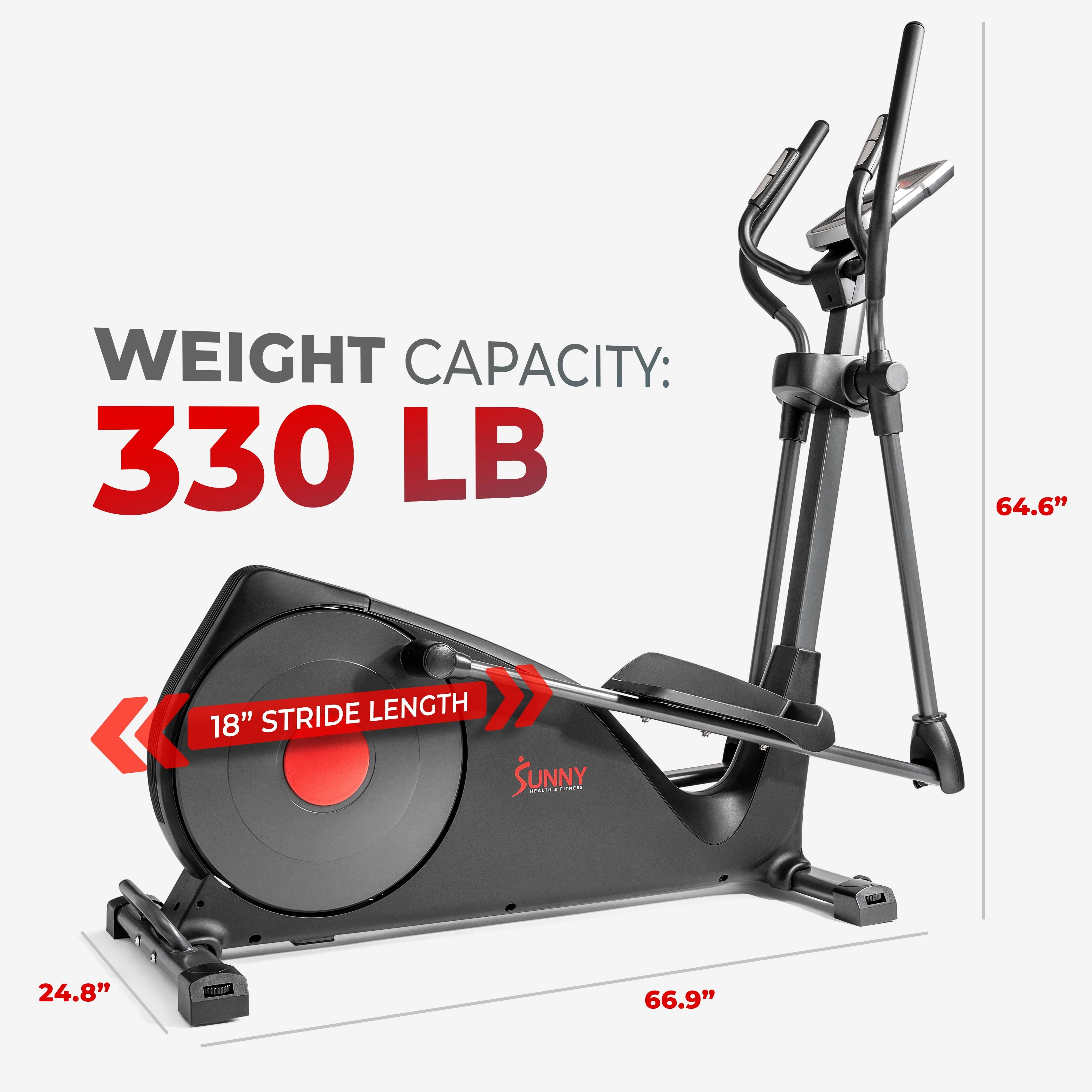 Sunny Health Fitness Pre Programmed Elliptical Trainer w/ Device Holder, Heart Rate Monitor, High Weight Capacity, SF E320001 Image 5