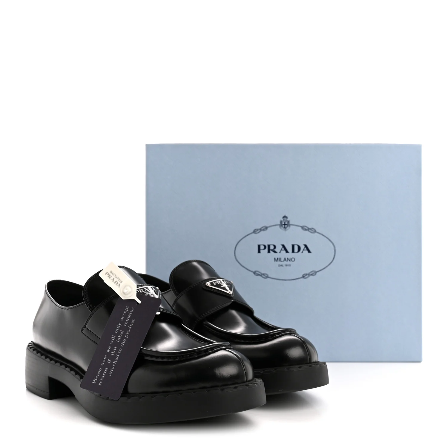 Spazzolato Metal Triangle Logo 50mm Loafers 40.5 Black
