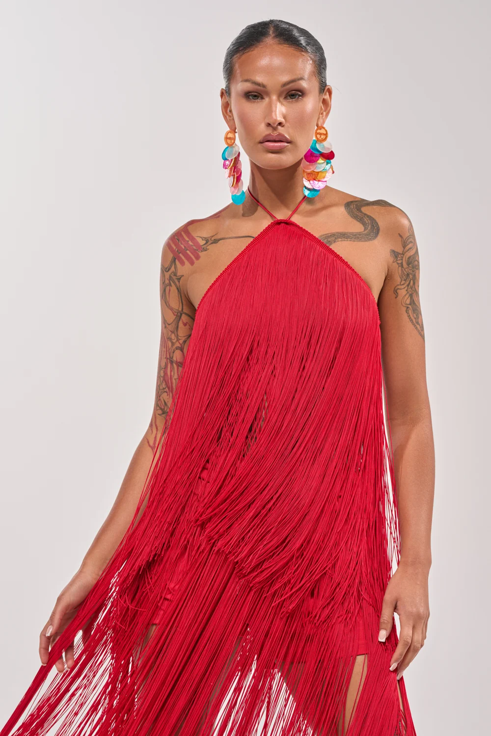 ON THE EDGE FRINGE HALTER TOP - Akira Store