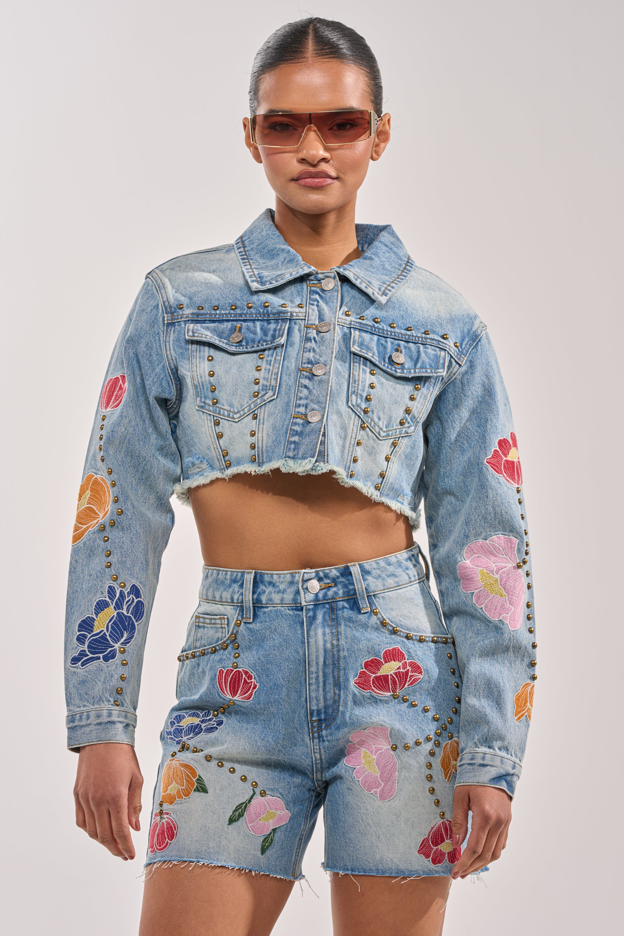 LOTTIE EMBROIDERED DENIM JACKET - Akira Store
