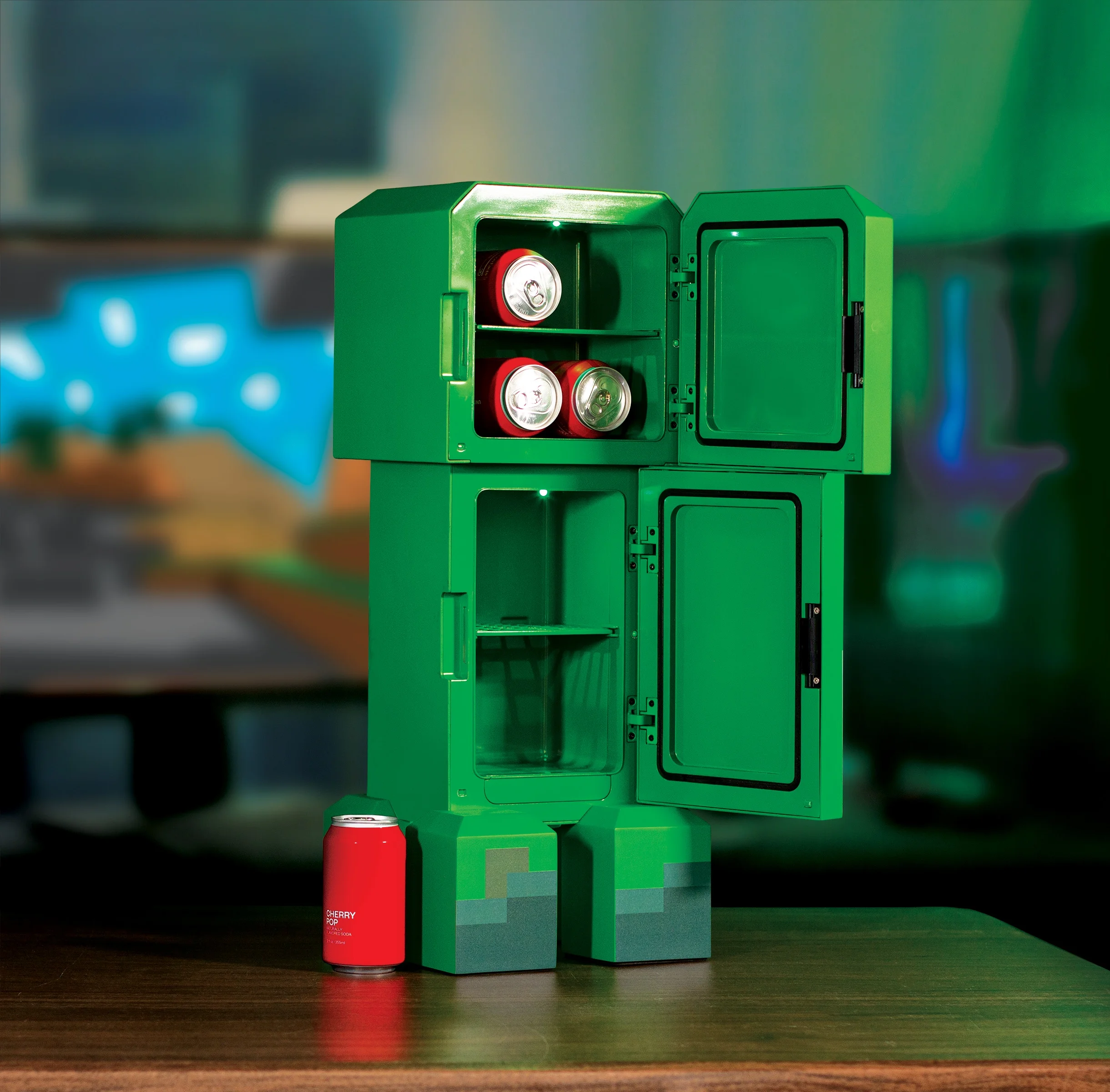 Creeper Mini Fridge 2 Door, 8L, Green, 25.2" H 9.5" W 9.1" D - Image 3