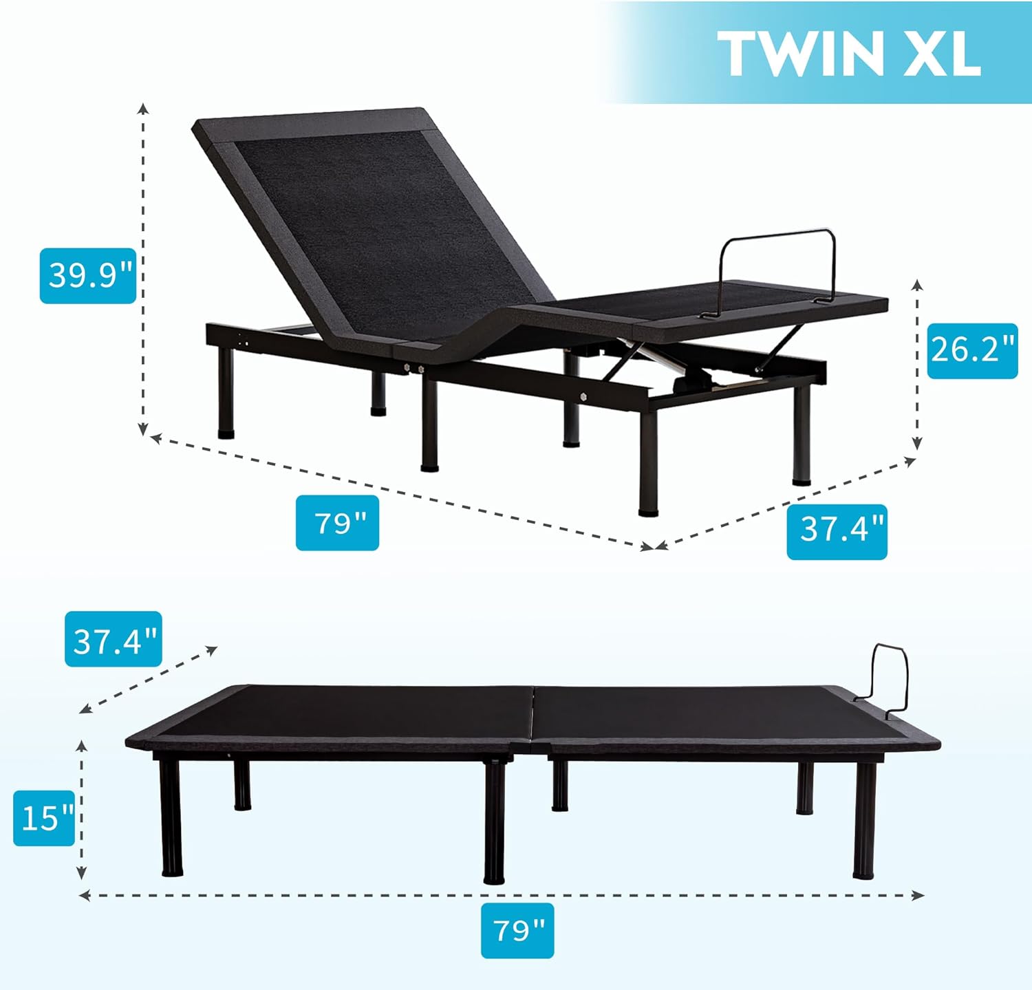 Twin XL Adjustable Bed Base Frame with 14 Inch Cooling Copper Memory Foam Mattress, Wireless Remote & Head and Foot Incline, Zero Gravity, CertiPUR-US Certified & Fiberglass Free, 80